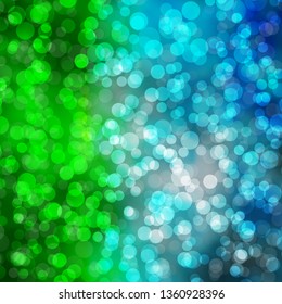 Light Blue, Green vector background with circles. Illustration with set of shining colorful abstract spheres. Pattern for wallpapers, curtains.