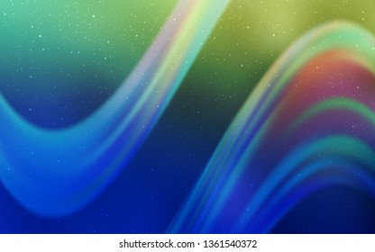 Light Blue, Green vector background with galaxy stars. Glitter abstract illustration with colorful cosmic stars. Pattern for astronomy websites.