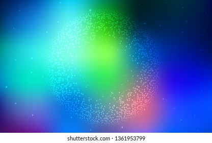 Light Blue, Green vector background with galaxy stars. Shining illustration with sky stars on abstract template. Best design for your ad, poster, banner.