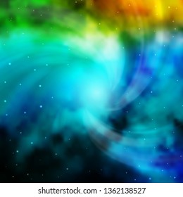 Light Blue, Green vector background with small and big stars. Shining colorful illustration with small and big stars. Design for your business promotion.