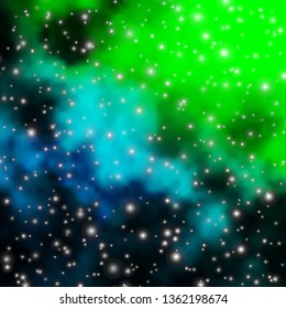 Light Blue, Green vector background with small and big stars. Blur decorative design in simple style with stars. Pattern for websites, landing pages.