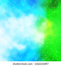 Light Blue, Green vector background with colorful stars. Modern geometric abstract illustration with stars. Theme for cell phones.