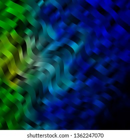 Light Blue, Green vector background with wry lines. Colorful illustration in circular style with lines. Best design for your ad, poster, banner.