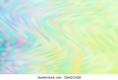 Light Blue, Green vector background with galaxy stars. Shining illustration with sky stars on abstract template. Pattern for astrology websites.