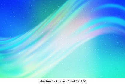 Light Blue, Green vector background with galaxy stars. Shining colored illustration with bright astronomical stars. Best design for your ad, poster, banner.