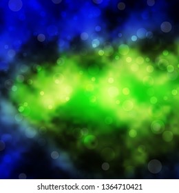 Light Blue, Green vector background with circles. Colorful illustration with gradient dots in nature style. Pattern for business ads.