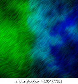 Light Blue, Green vector background with curves. Brand new colorful illustration with bent lines. Best design for your posters, banners.