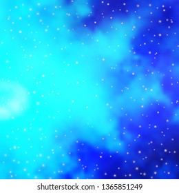 Light Blue, Green vector background with small and big stars. Blur decorative design in simple style with stars. Pattern for new year ad, booklets.