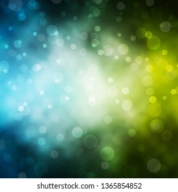 Light Blue, Green vector background with circles. Illustration with set of shining colorful abstract spheres. Pattern for websites, landing pages.
