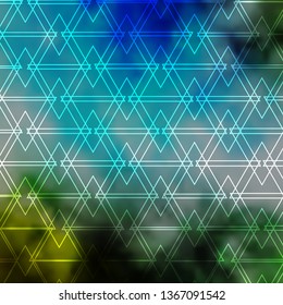 Light Blue, Green vector background with lines, triangles. Gradient triangles in abstract style on simple form. Best design for posters, banners.