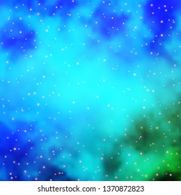 Light Blue, Green vector background with small and big stars. Shining colorful illustration with small and big stars. Pattern for wrapping gifts.