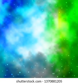 Light Blue, Green vector background with colorful stars. Decorative illustration with stars on abstract template. Pattern for wrapping gifts.