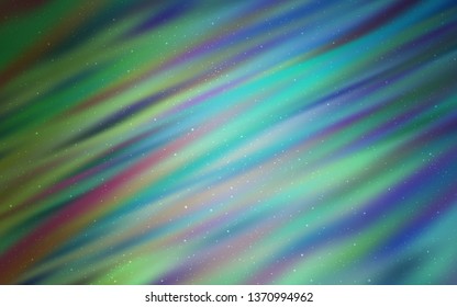 Light Blue, Green vector background with astronomical stars. Space stars on blurred abstract background with gradient. Pattern for astronomy websites.