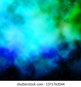 Light Blue, Green vector background with colorful stars. Colorful illustration with abstract gradient stars. Best design for your ad, poster, banner.