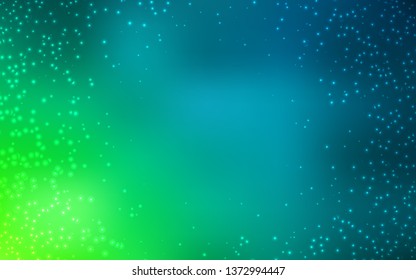Light Blue, Green vector background with astronomical stars. Space stars on blurred abstract background with gradient. Pattern for astrology websites.