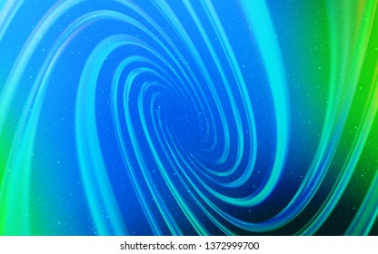 Light Blue, Green vector background with galaxy stars. Shining colored illustration with bright astronomical stars. Best design for your ad, poster, banner.