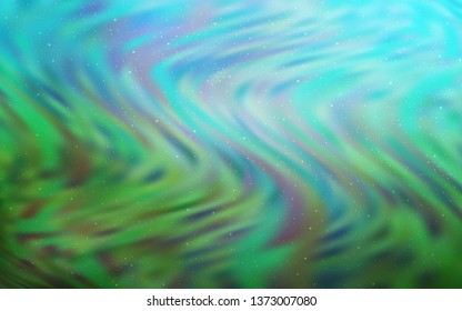 Light Blue, Green vector background with astronomical stars. Space stars on blurred abstract background with gradient. Pattern for astronomy websites.