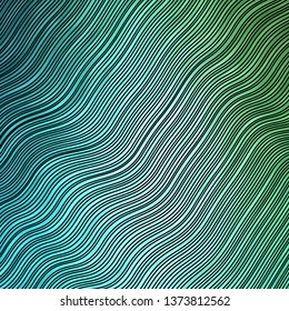 Light Blue, Green vector background with wry lines. Colorful geometric sample with gradient curves.  Template for your UI design.