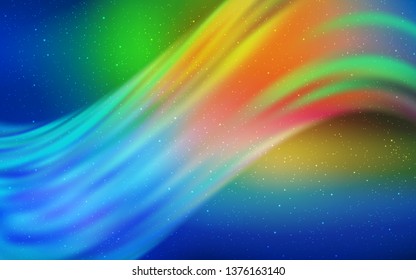 Light Blue, Green vector background with galaxy stars. Shining illustration with sky stars on abstract template. Best design for your ad, poster, banner.
