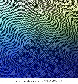 Light Blue, Green vector background with curved lines. Colorful illustration in circular style with lines. Pattern for websites, landing pages.