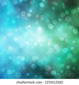 Light Blue, Green vector background with circles. Colorful illustration with gradient dots in nature style. Pattern for booklets, leaflets.