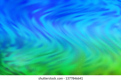 Light Blue, Green vector background with astronomical stars. Space stars on blurred abstract background with gradient. Template for cosmic backgrounds.