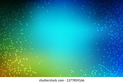 Light Blue, Green vector background with astronomical stars. Space stars on blurred abstract background with gradient. Pattern for astronomy websites.