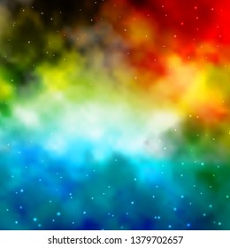 Light Blue, Green vector background with small and big stars. Modern geometric abstract illustration with stars. Best design for your ad, poster, banner.
