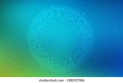 Light Blue, Green vector background with astronomical stars. Space stars on blurred abstract background with gradient. Pattern for futuristic ad, booklets.