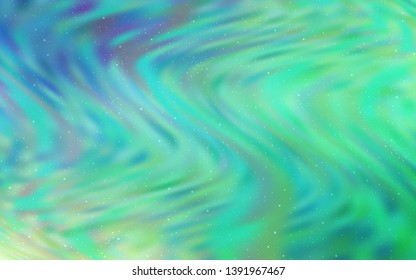 Light Blue, Green vector background with astronomical stars. Glitter abstract illustration with colorful cosmic stars. Pattern for astronomy websites.