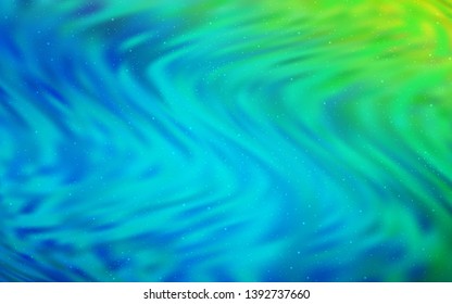 Light Blue, Green vector background with galaxy stars. Blurred decorative design in simple style with galaxy stars. Pattern for astrology websites.
