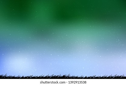 Light Blue, Green vector background with astronomical stars. Space stars on blurred abstract background with gradient. Best design for your ad, poster, banner.