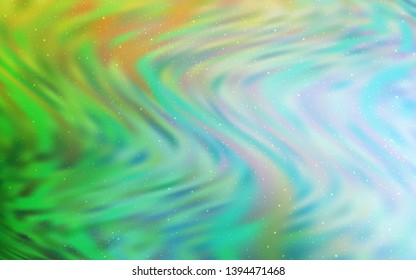 Light Blue, Green vector background with astronomical stars. Space stars on blurred abstract background with gradient. Smart design for your business advert.