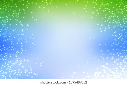 Light Blue, Green vector background with astronomical stars. Glitter abstract illustration with colorful cosmic stars. Pattern for astrology websites.