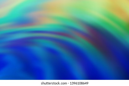 Light Blue, Green vector background with curved lines. Creative illustration in halftone style with gradient. Template for cell phone screens.