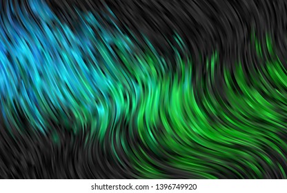 Light Blue, Green vector background with curved circles. Creative illustration in halftone marble style with gradient. A completely new template for your business design.