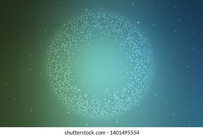 Light Blue, Green vector background with galaxy stars. Glitter abstract illustration with colorful cosmic stars. Best design for your ad, poster, banner.