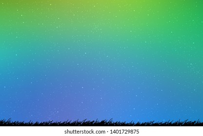 Light Blue, Green vector background with galaxy stars. Shining colored illustration with bright astronomical stars. Pattern for astronomy websites.