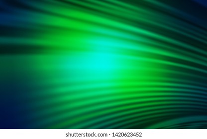 Light Blue, Green vector background with curved lines. Creative illustration in halftone style with gradient. Abstract style for your business design.