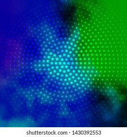 Light Blue, Green vector background with small and big stars. Colorful illustration with abstract gradient stars. Design for your business promotion.