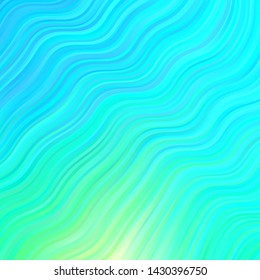 Light Blue, Green vector background with curved lines. Colorful illustration in circular style with lines. Pattern for booklets, leaflets.