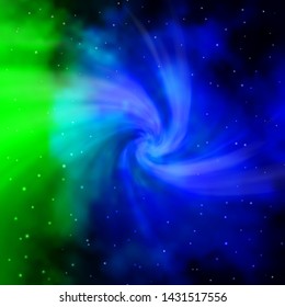 Light Blue, Green vector background with small and big stars. Decorative illustration with stars on abstract template. Pattern for websites, landing pages.