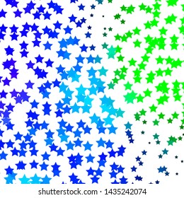 Light Blue, Green vector background with colorful stars. Colorful illustration in abstract style with gradient stars. Pattern for wrapping gifts.