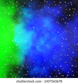 Light Blue, Green vector background with small and big stars. Modern geometric abstract illustration with stars. Pattern for new year ad, booklets.