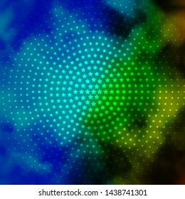 Light Blue, Green vector background with small and big stars. Colorful illustration in abstract style with gradient stars. Pattern for wrapping gifts.