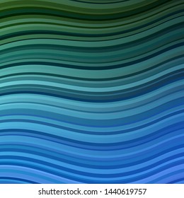 Light Blue, Green vector background with curved lines. Colorful abstract illustration with gradient curves. Pattern for commercials, ads.