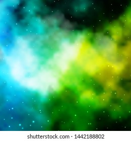 Light Blue, Green vector background with colorful stars. Colorful illustration with abstract gradient stars. Theme for cell phones.