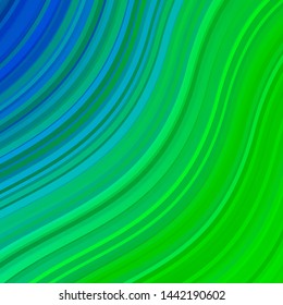 Light Blue, Green vector background with wry lines. Colorful illustration in circular style with lines. Pattern for websites, landing pages.