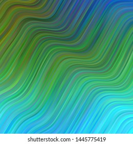 Light Blue, Green vector background with curved lines. Abstract gradient illustration with wry lines. Best design for your posters, banners.