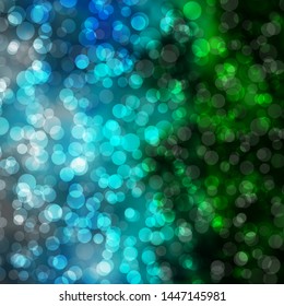 Light Blue, Green vector background with circles. Abstract colorful disks on simple gradient background. Pattern for business ads.